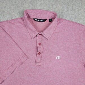 Travis Mathew Polo Shirt Mens Large Red Heather Short Sleeve Casual Preppy